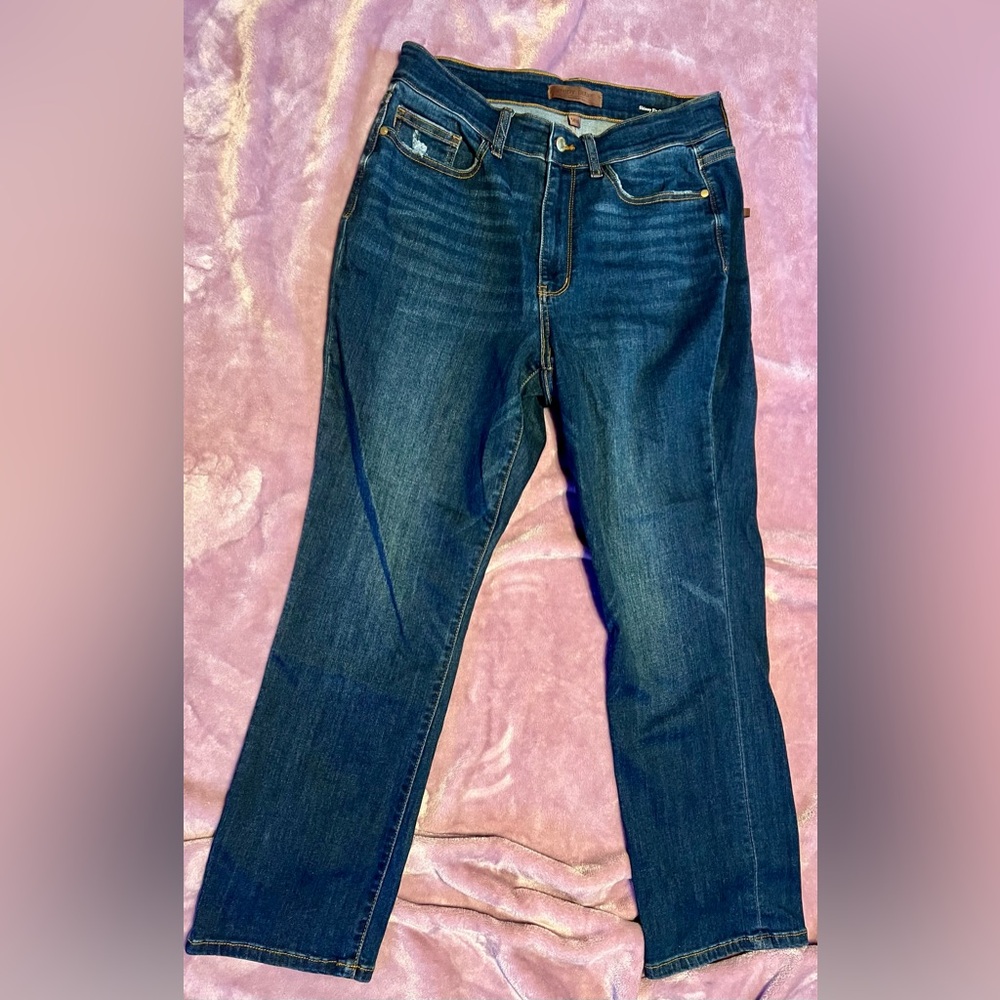 JUDY BLUE SKINNY FIT MID-RISE DARK WASH CAPRI 14W